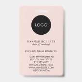 Badge de maquillage photo cheveux Logo Script Rose (Arrière)