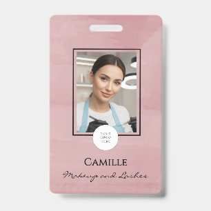Badge de maquillage photo de logo de script rose