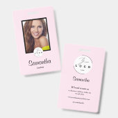 Badge de Maquillage Photo Logo Script Noir Rose Ro (Avant & arrière)