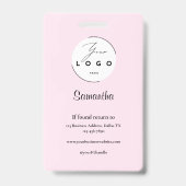Badge de Maquillage Photo Logo Script Noir Rose Ro (Arrière)