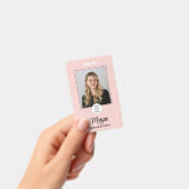 Badge de Maquillage Photo Logo Script Rose Fardé (Manuel / portable)
