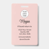 Badge de Maquillage Photo Logo Script Rose Fardé (Arrière)