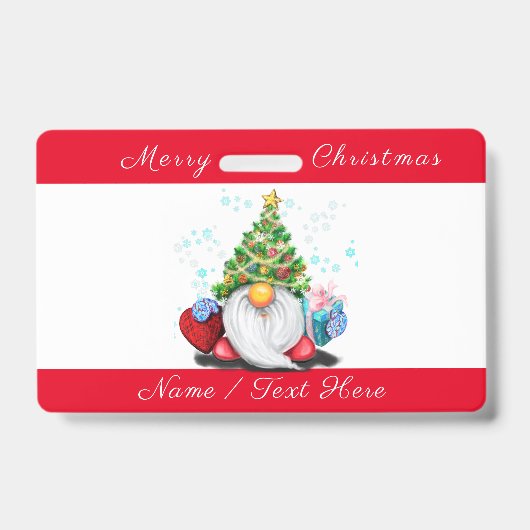 Badge de Noël Gnome avec des Cadeaux avec Nom Pers (Avant)