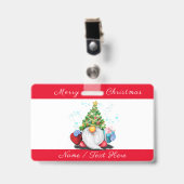 Badge de Noël Gnome avec des Cadeaux avec Nom Pers (Avant avec clip)