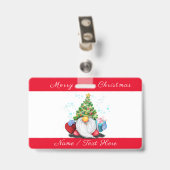 Badge de Noël Gnome avec des Cadeaux avec Nom Pers (Arrière avec clip)