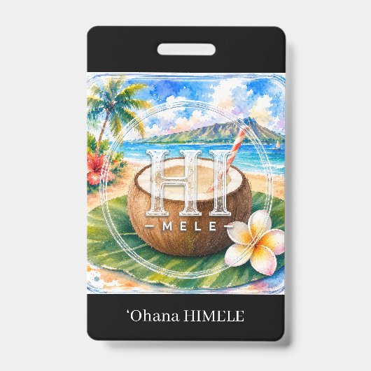 Badge de nom ʻOhana HIMELE Noix de coco (Avant)