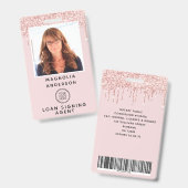 Badge de nom à paillettes roses Logo Photo Code-ba (Avant & arrière)