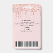 Badge de nom à paillettes roses Logo Photo Code-ba (Arrière)