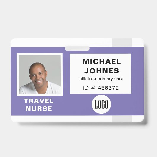 Badge de nom avec logo et photo d'employé (Avant)