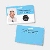 Badge de nom avec photo bleu ciel clair (Avant & arrière)