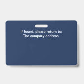 Badge de nom avec photo Corporate Dark Blue (Arrière)