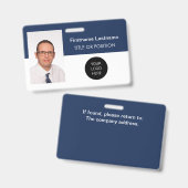 Badge de nom avec photo Corporate Dark Blue (Avant & arrière)