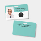 Badge de nom avec photo sarcelle clair (Avant & arrière)