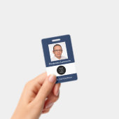 Badge de nom bleu foncé avec photo d'identité (Manuel / portable)