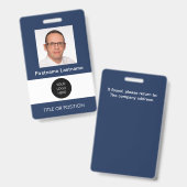 Badge de nom bleu foncé avec photo d'identité (Avant & arrière)
