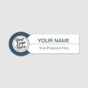 Badge de nom bleu marine minimaliste pour les entr