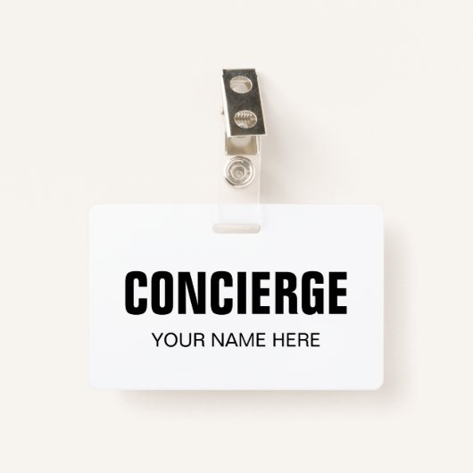 badge de nom de concierge avec clip (Devant avec clip)