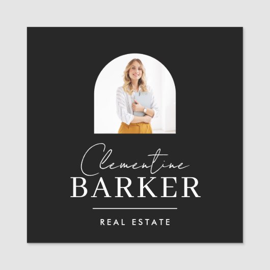 Badge de nom de l'agent immobilier moderne avec ar (Devant)