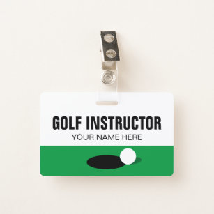 Badge de nom de l'instructeur de golf avec clip ou