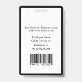 Badge de nom de logo de photo d'identité d'employé (Arrière)