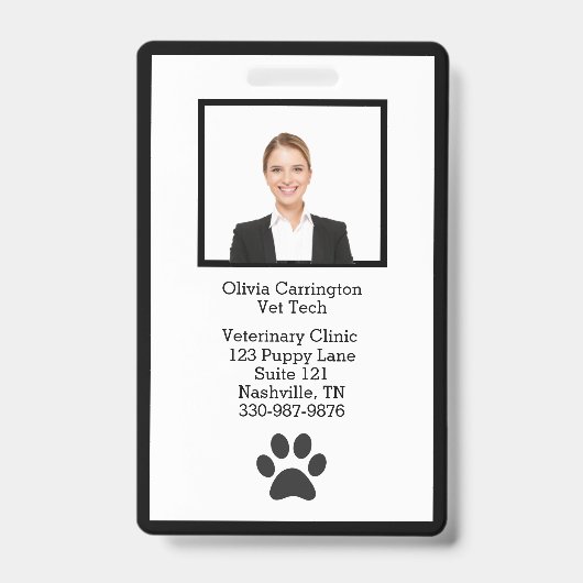 Badge de nom de logo de photo d'identité d'employé (Avant)