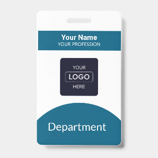 Badge de nom de logo d'entreprise bleu marine prof