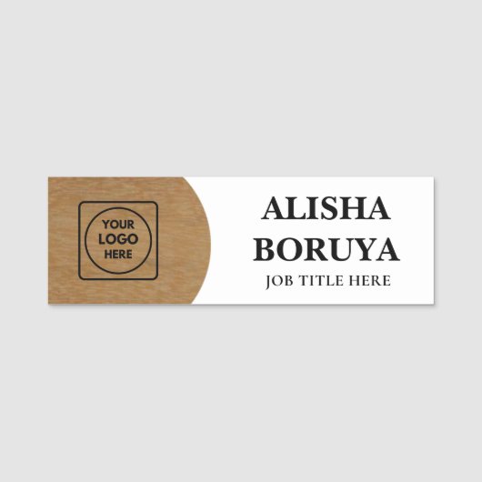 Badge de nom de logo en bois marron (Devant)