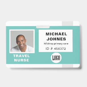 Badge de nom de logo et de photo d'employé