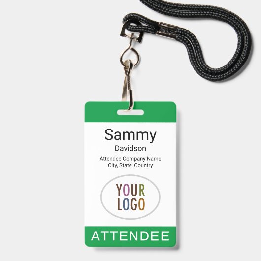 Badge de nom de participant Logo de la société du (Avant avec lanière)