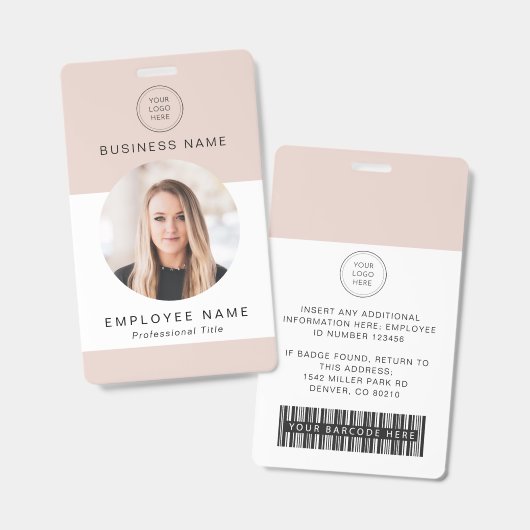 Badge de nom de photo de code-barres personnalisé (Avant & arrière)