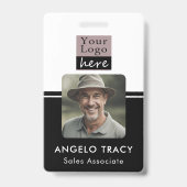 Badge de nom de photo de logo d'entreprise simple (Avant)