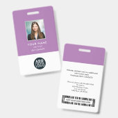 Badge de nom de photo d'employé avec code-barres p (Avant & arrière)