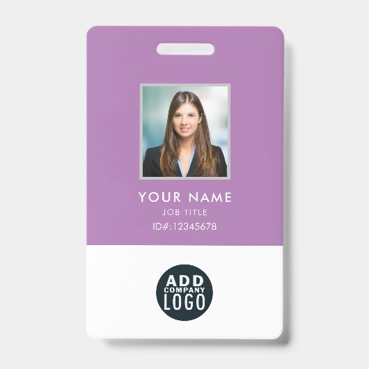 Badge de nom de photo d'employé avec code-barres p (Avant)
