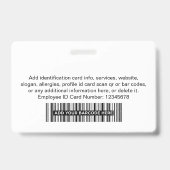 Badge de nom de photo d'employé de société blanc (Arrière)