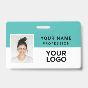 Badge de nom de photo d'employé d'entreprise bleu
