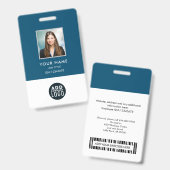 Badge de nom de photo d'employé personnalisé Code- (Avant & arrière)