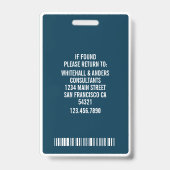 Badge de nom de photo d'employé personnalisé Code  (Arrière)