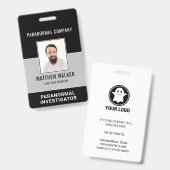 Badge de nom de photo d'enquêteur paranormal simpl (Avant & arrière)