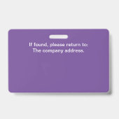 Badge de nom de photo d'identité violet (Arrière)
