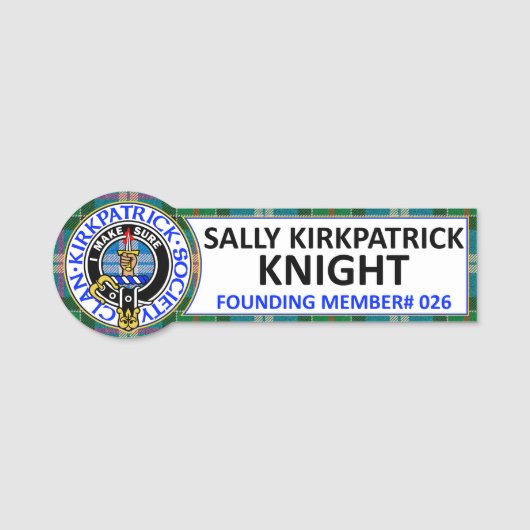 Badge de nom de Sally Kirkpatrick Knight CKS (Devant)