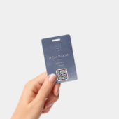 Badge de nom d'employé à code QR bleu marine fumé (Manuel / portable)