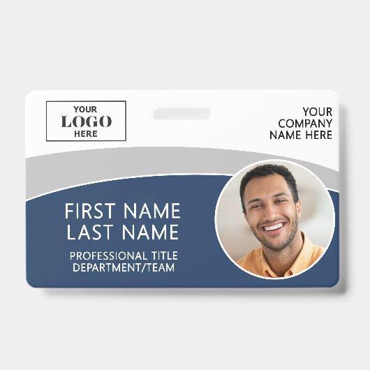 Badge de nom d'employé avec code-barres et photo d (Avant)