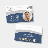 Badge de nom d'employé avec code-barres et photo d (Avant & arrière)