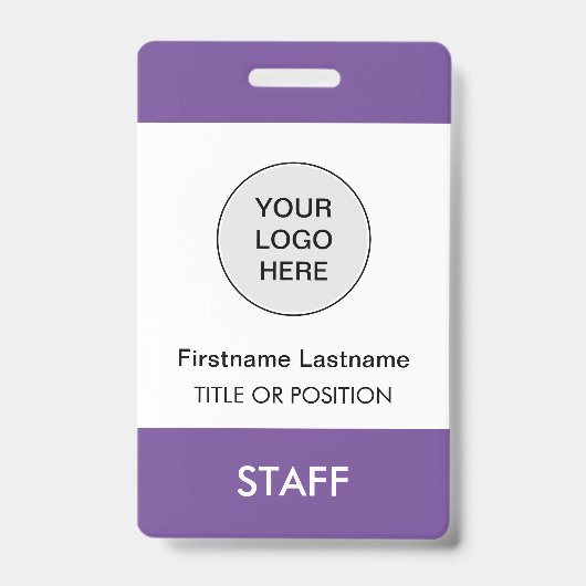 Badge de nom d'employé avec logo de l'entreprise V (Avant)