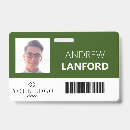 Badge de nom d'employé | Logo et couleur personnal (Avant)