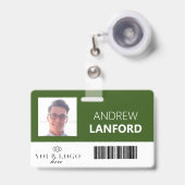 Badge de nom d'employé | Logo et couleur personnal (Avant avec rétractable)