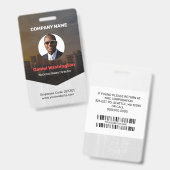 Badge de nom d'employé personnalisé, photo, code-b (Avant & arrière)