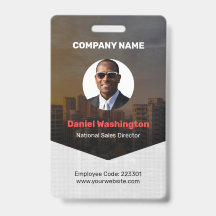 Badge de nom d'employé personnalisé, photo, code-b