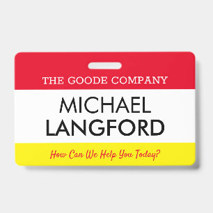 Badge de nom d'employé Texte et couleur personna