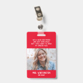 Badge de nom d'enseignant avec photo (Arrière avec clip)